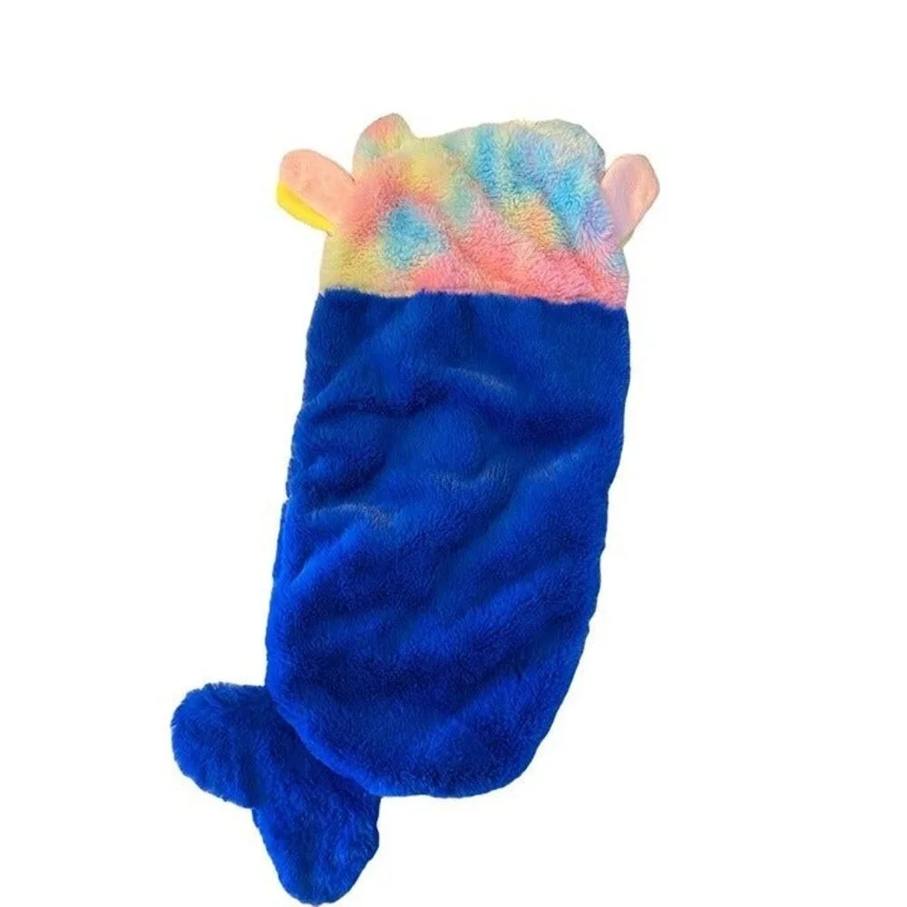 Blue Mermaid‎ Owl Plush Sensory Toy Crinkle Squeak Rainbow Tie Dye 20 Inch
